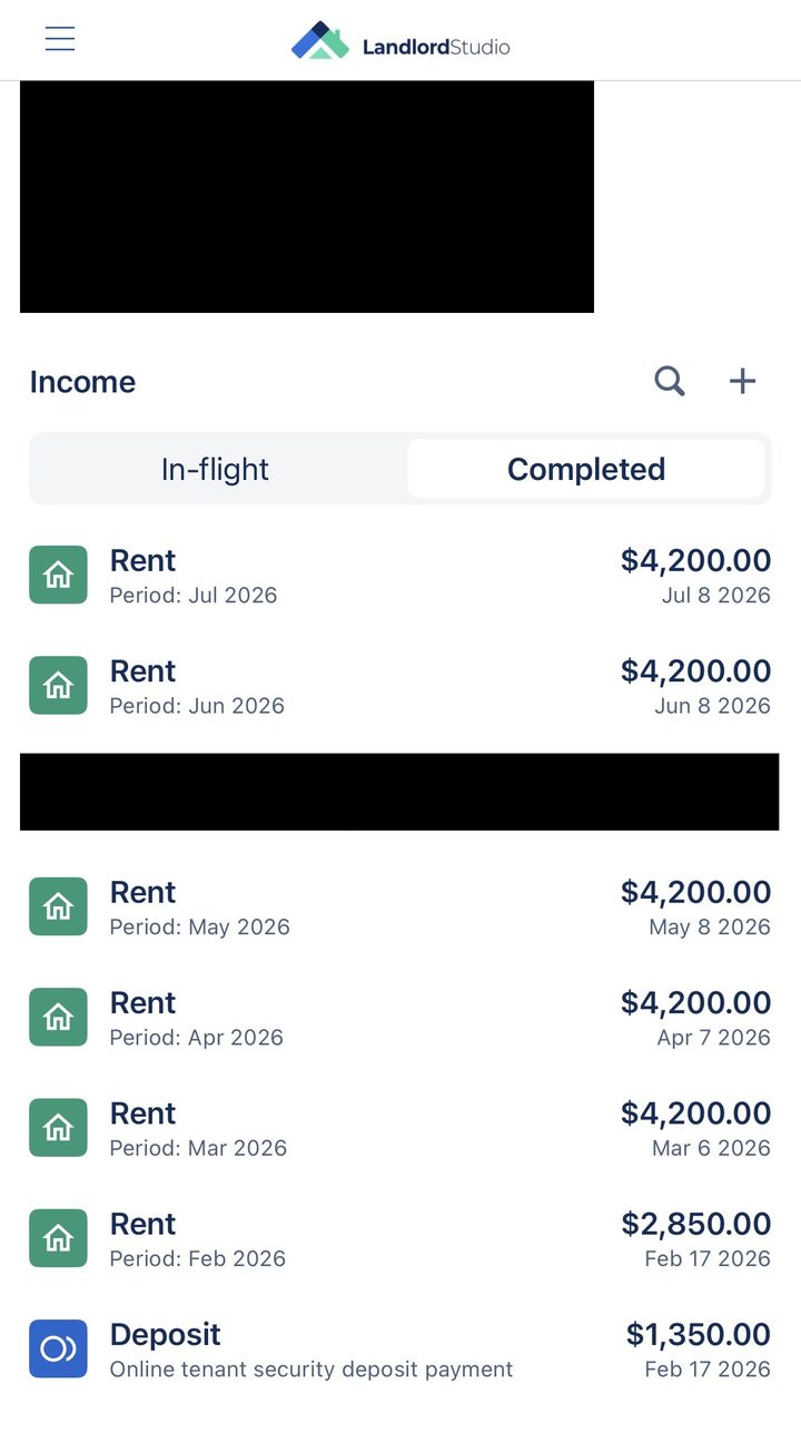 Rent payments of $4,200 a month