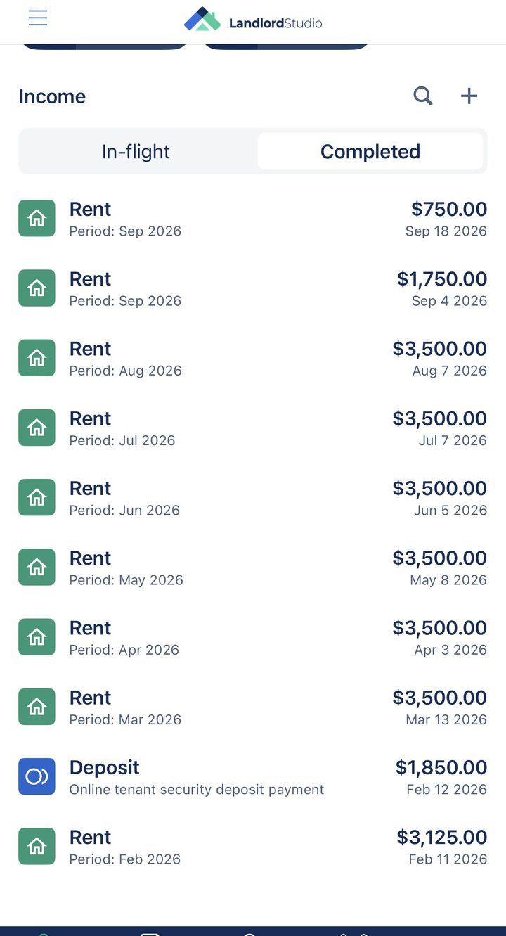 Rent payments of $3,500 a month